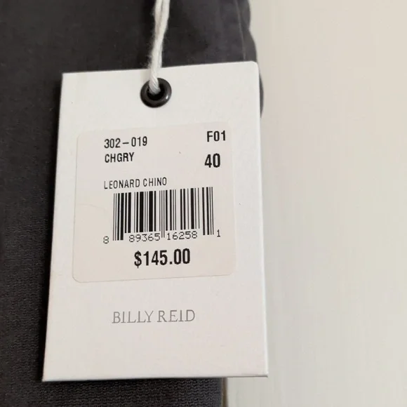 Billy Reid Nwt Charcoal Leonard Chinos